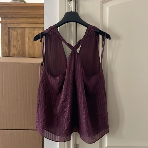 🎀FRAME draped textured silk halter top in Cabernet small - Picture 13 of 16